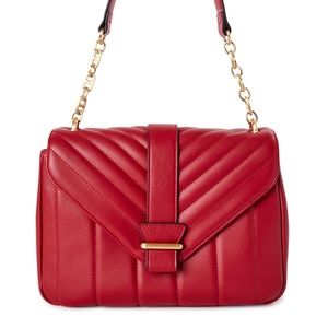 NEW Red Soft Faux Leather Shoulder Handbag